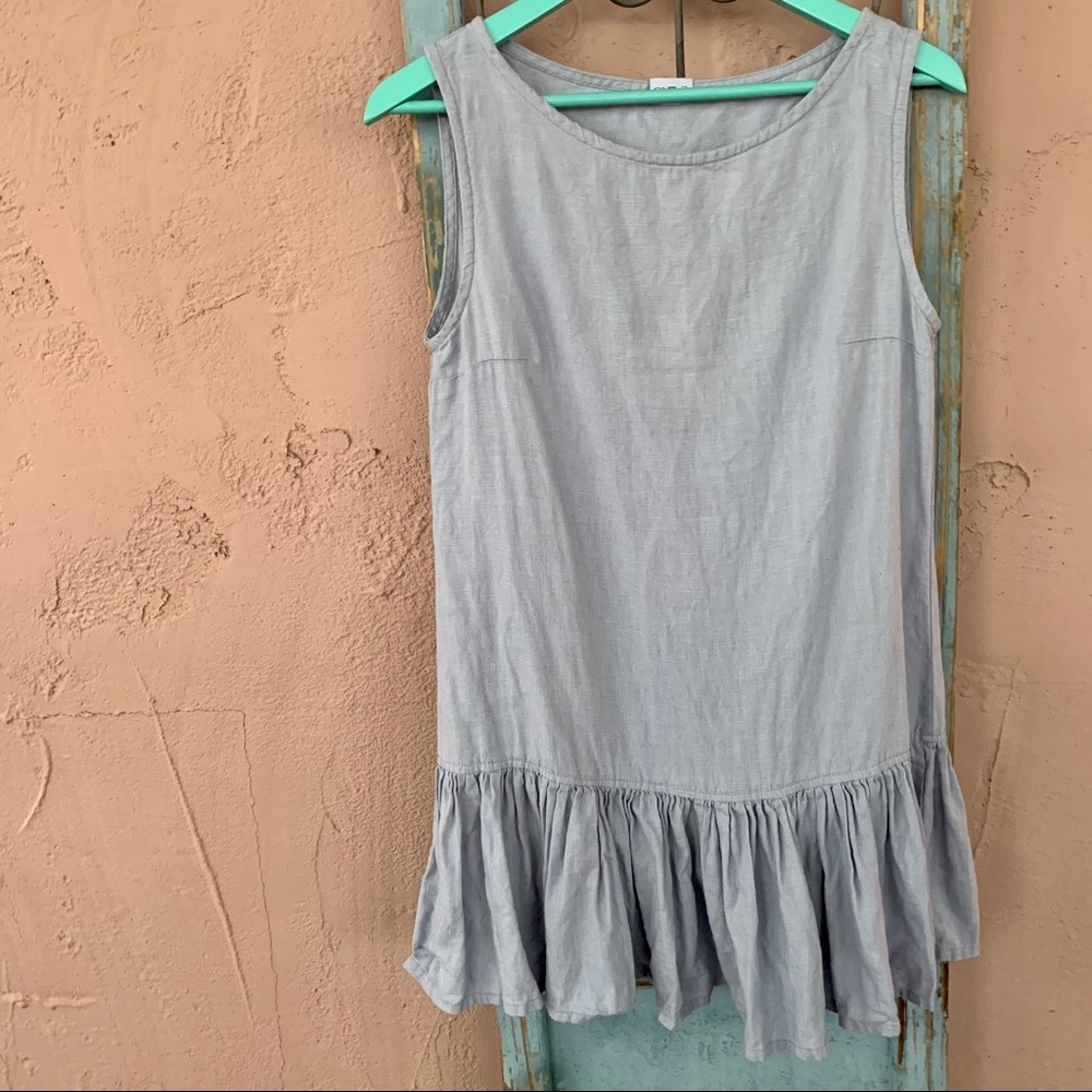 Linenfox Ruffle Bottom Tunic Dusty Blue XS